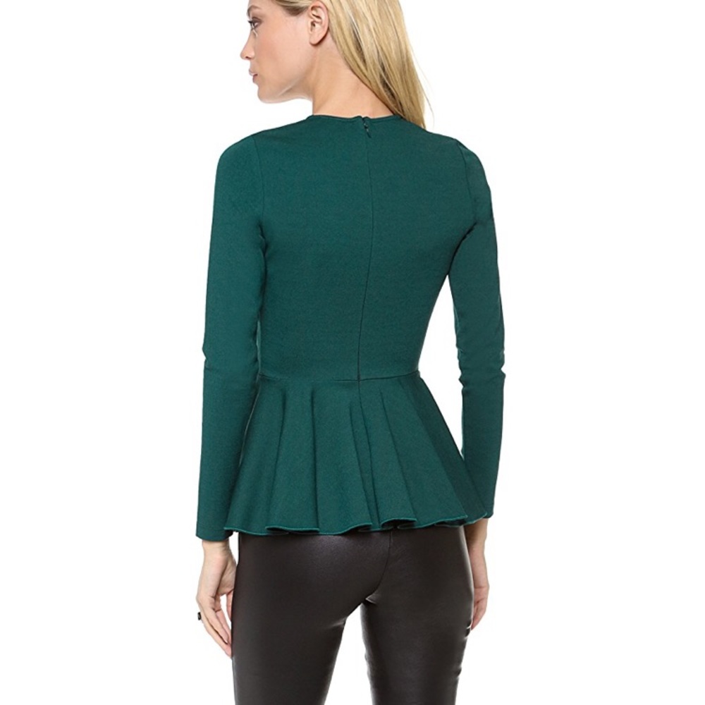 Torn By Ronny Kobo Green Rita Peplum Top, Size L - Picture 2 of 6